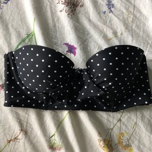 Polkadot bikini with high waisted bottoms..